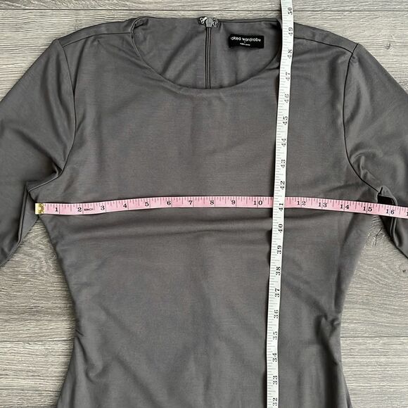 NAKED WARDROBE Extra Butter Long Sleeve Midi Dress Large Gray Bodycon Fall 90s - Picture 11 of 12